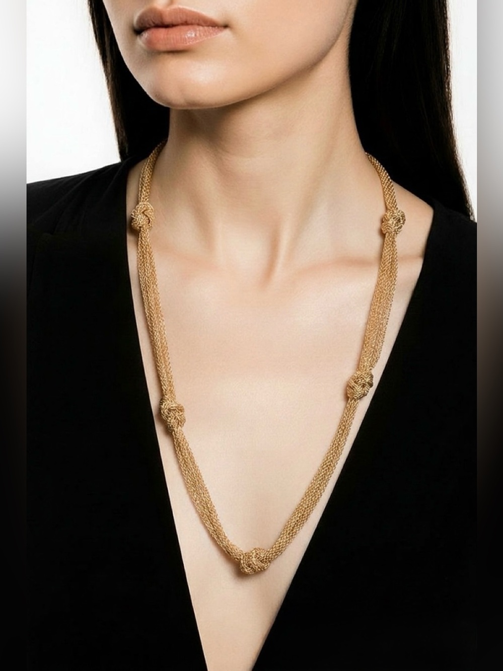 Erica Lyons Gold-Tone Layered-Necklace With 5 Knotted Stations 20"